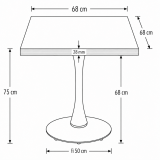 Table De Bistrot ARIOSO 68x68 anthracite avec bord Multiplex