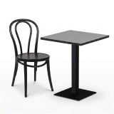 Table De Bistrot ALFA S 68x68 gris cendré avec bord noir mat