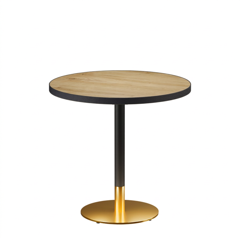 Table De Bistrot OMEGA R fi 68 chêne ancien avec bord noir mat