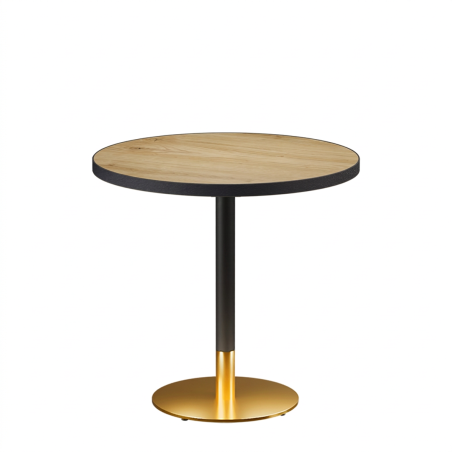 Table De Bistrot OMEGA R fi 68 chêne ancien avec bord noir mat