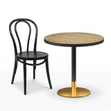 Table De Bistrot OMEGA R fi 68 chêne ancien avec bord noir mat