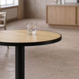 Table De Bistrot OMEGA R fi 68 chêne ancien avec bord noir mat