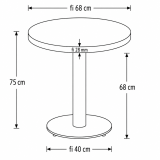 Table De Bistrot OMEGA R fi 68 chêne ancien avec bord noir mat
