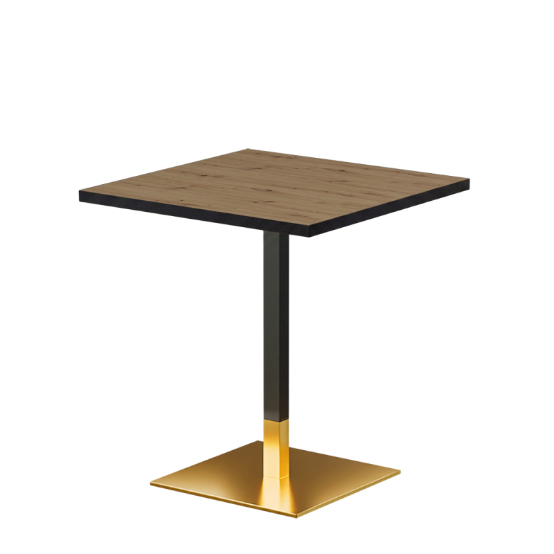 Table De Bistrot OMEGA 68x68 chêne artisan avec bord noir mat