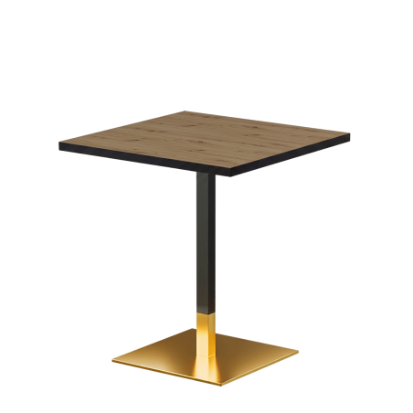 Table De Bistrot OMEGA 68x68 chêne artisan avec bord noir mat