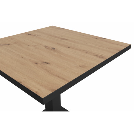 Table De Bistrot OMEGA 68x68 chêne artisan avec bord noir mat