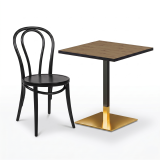 Table De Bistrot OMEGA 68x68 chêne artisan avec bord noir mat