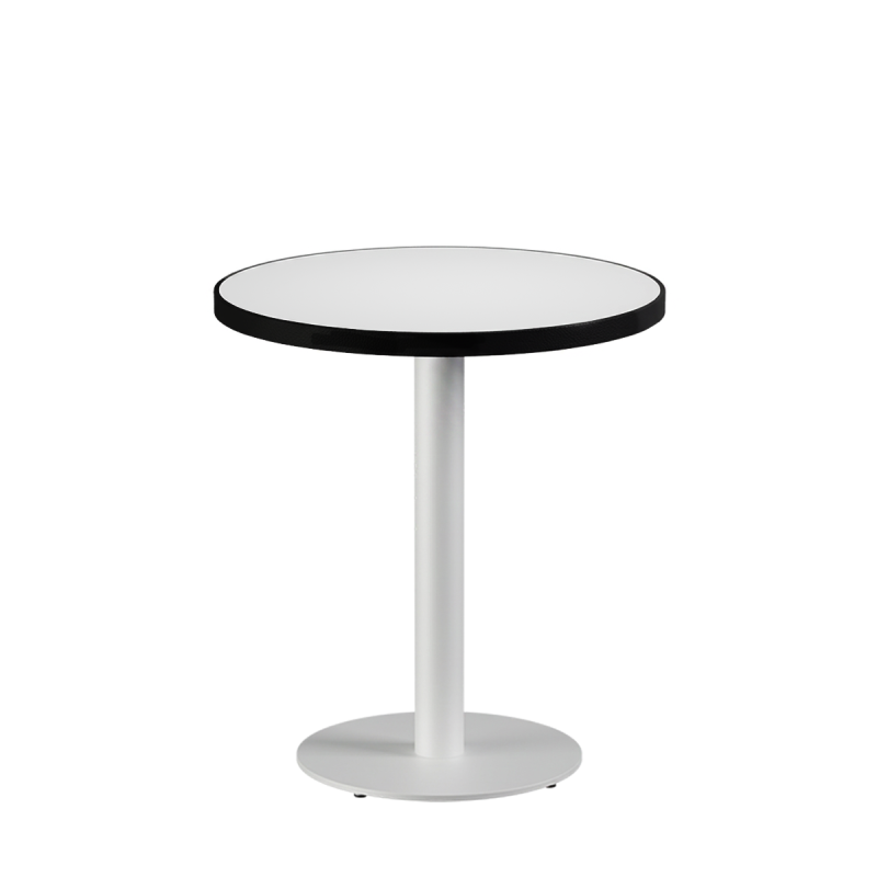 Table De Bistrot ALFA R fi 68 blanc avec bord noir mat