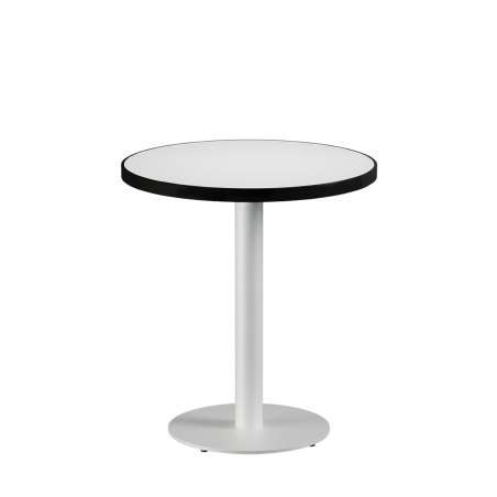 Table De Bistrot ALFA R fi 68 blanc avec bord noir mat