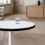 Table De Bistrot ALFA R fi 68 blanc avec bord noir mat