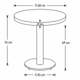 Table De Bistrot ALFA R fi 68 blanc avec bord noir mat