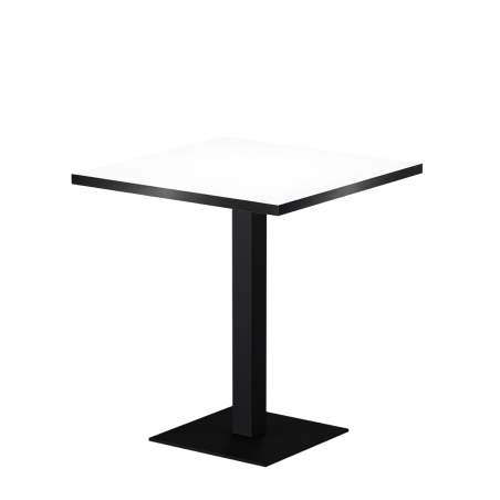 Table De Bistrot ALFA S 68x68 blanc avec bord noir mat