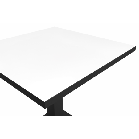 Table De Bistrot ALFA S 68x68 blanc avec bord noir mat