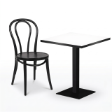 Table De Bistrot ALFA S 68x68 blanc avec bord noir mat