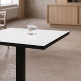 Table De Bistrot ALFA S 68x68 blanc avec bord noir mat