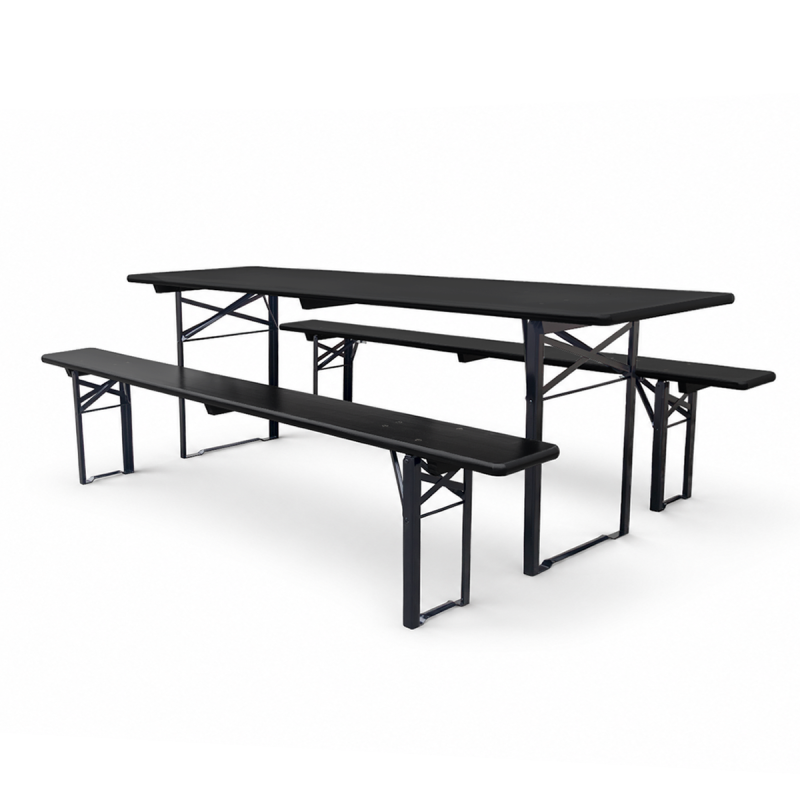 Set de brasserie WOODY SOLID 220x70 noir