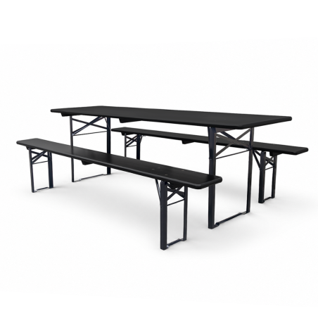 Set de brasserie WOODY SOLID 220x70 noir
