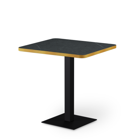 Table De Bistrot ALFA 68x68 pierre grise sèche avec bord arrondi et doré