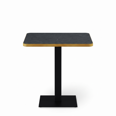 Table De Bistrot ALFA 68x68 pierre grise sèche avec bord arrondi et doré