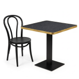 Table De Bistrot ALFA 68x68 pierre grise sèche avec bord arrondi et doré