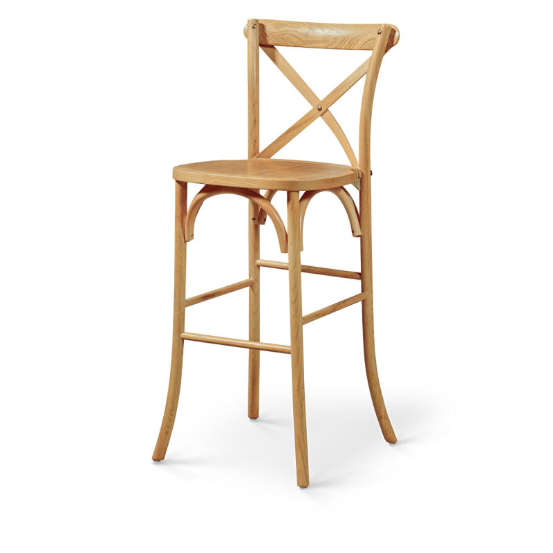 Chaise de bar CROSS-BACK WOOD BAR chêne clair