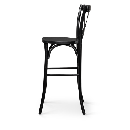 Chaise de bar CROSS-BACK WOOD BAR noir