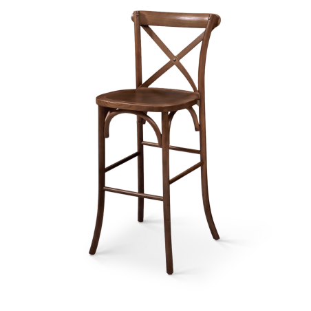 Chaise de bar CROSS-BACK WOOD BAR noyer