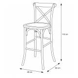 Chaise de bar CROSS-BACK WOOD BAR noyer
