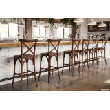 Chaise de bar CROSS-BACK WOOD BAR noyer